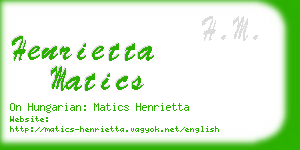 henrietta matics business card